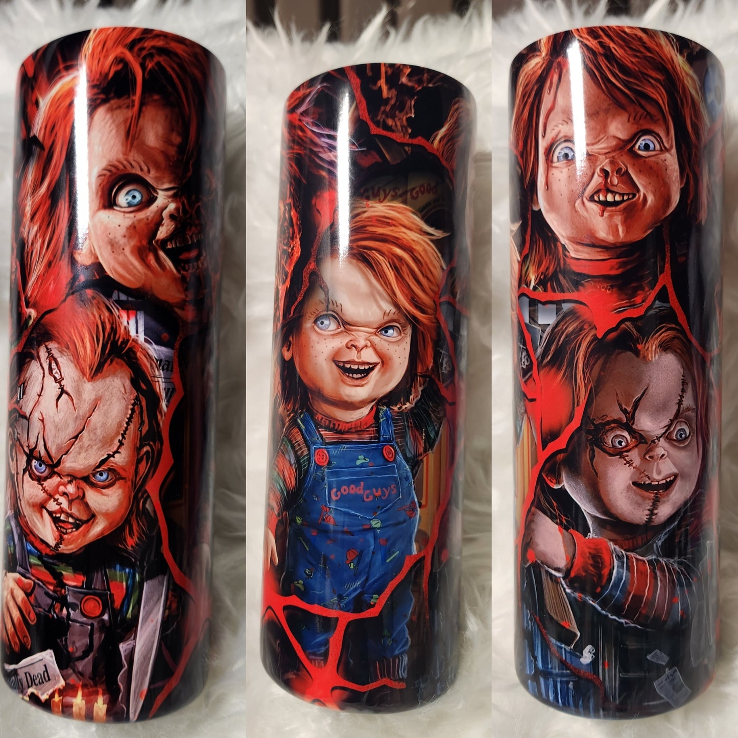 Chucky Child's Play Horror Tumbler 20oz Cold Hot Drinks Steel Cup Lid and  Straw