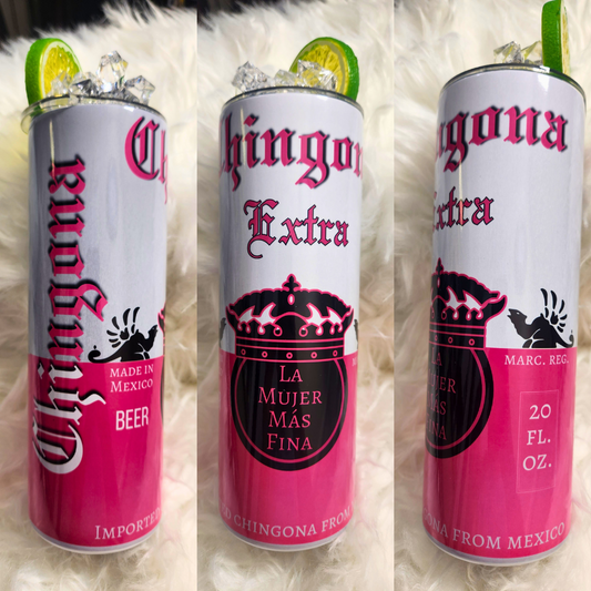 Chingona Extra 20 Tumbler with Ice and Lime lid